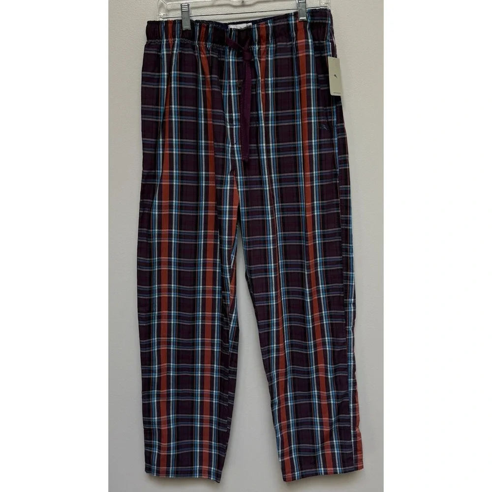 NWT Tommy Bahama Men's Drawstring Lounge Sleep Pants 100% Cotton PLAID Design